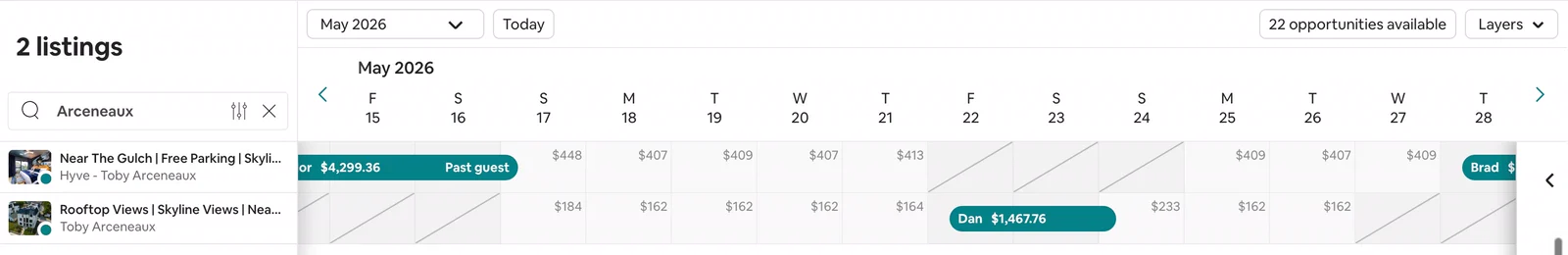 May. Peak season, and the weekdays sitting open.