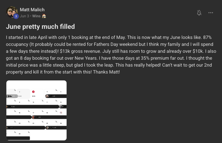 Matt Malich: June pretty much filled